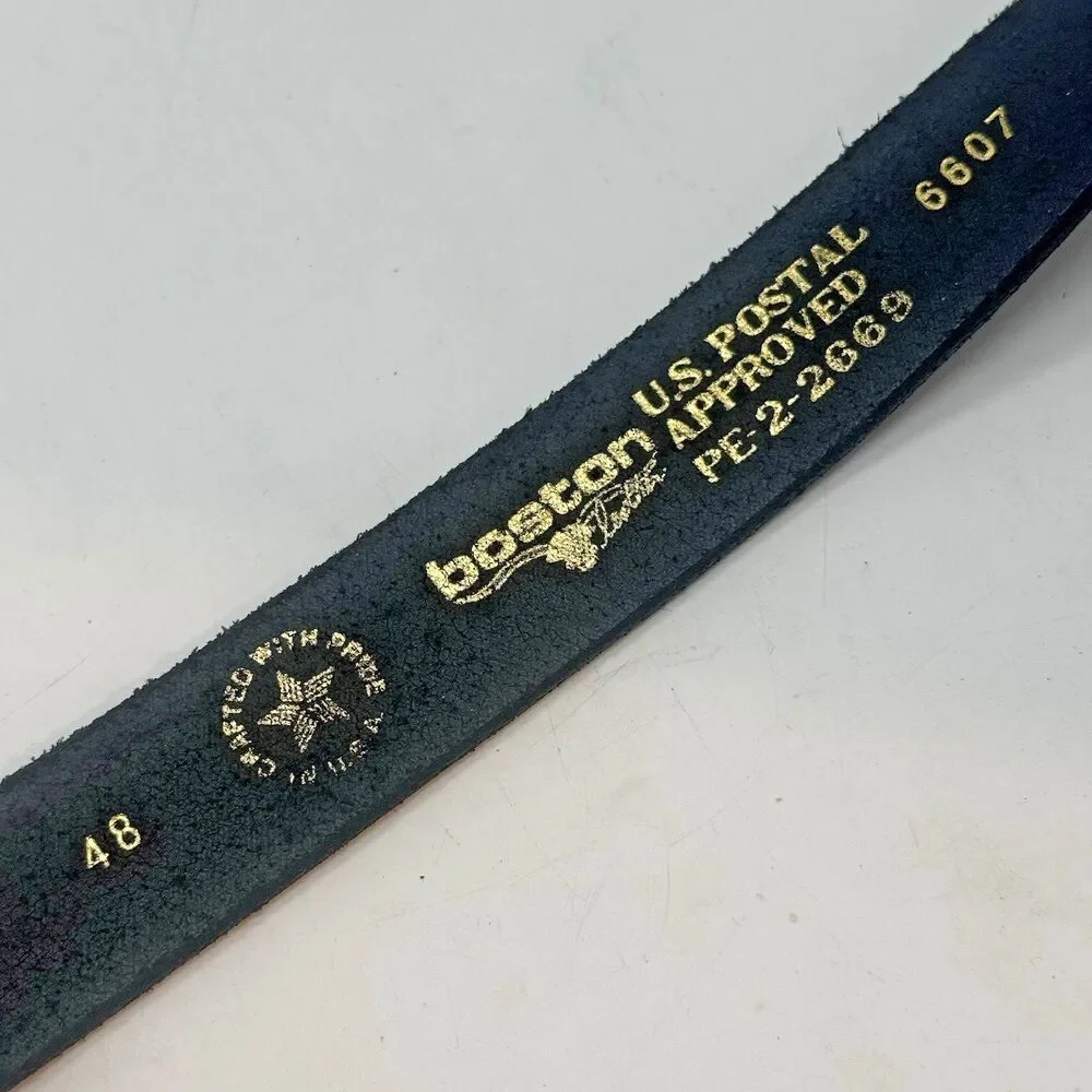 Boston Black Leather Belt US Postal Approved 6607 Men's 48 Made in USA PE-2-2669